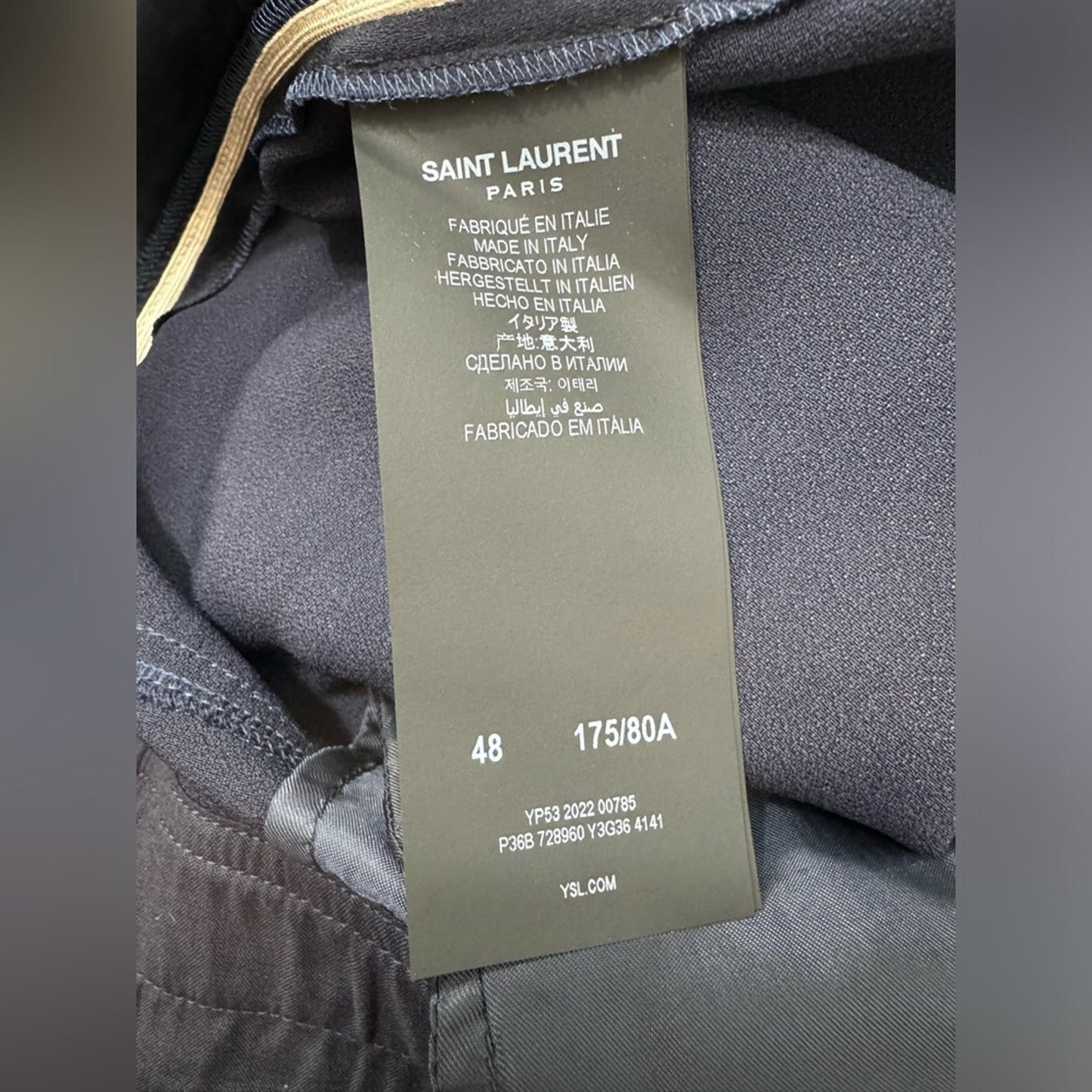 Saint Laurent Navy Piped Satin Jogger Trouser