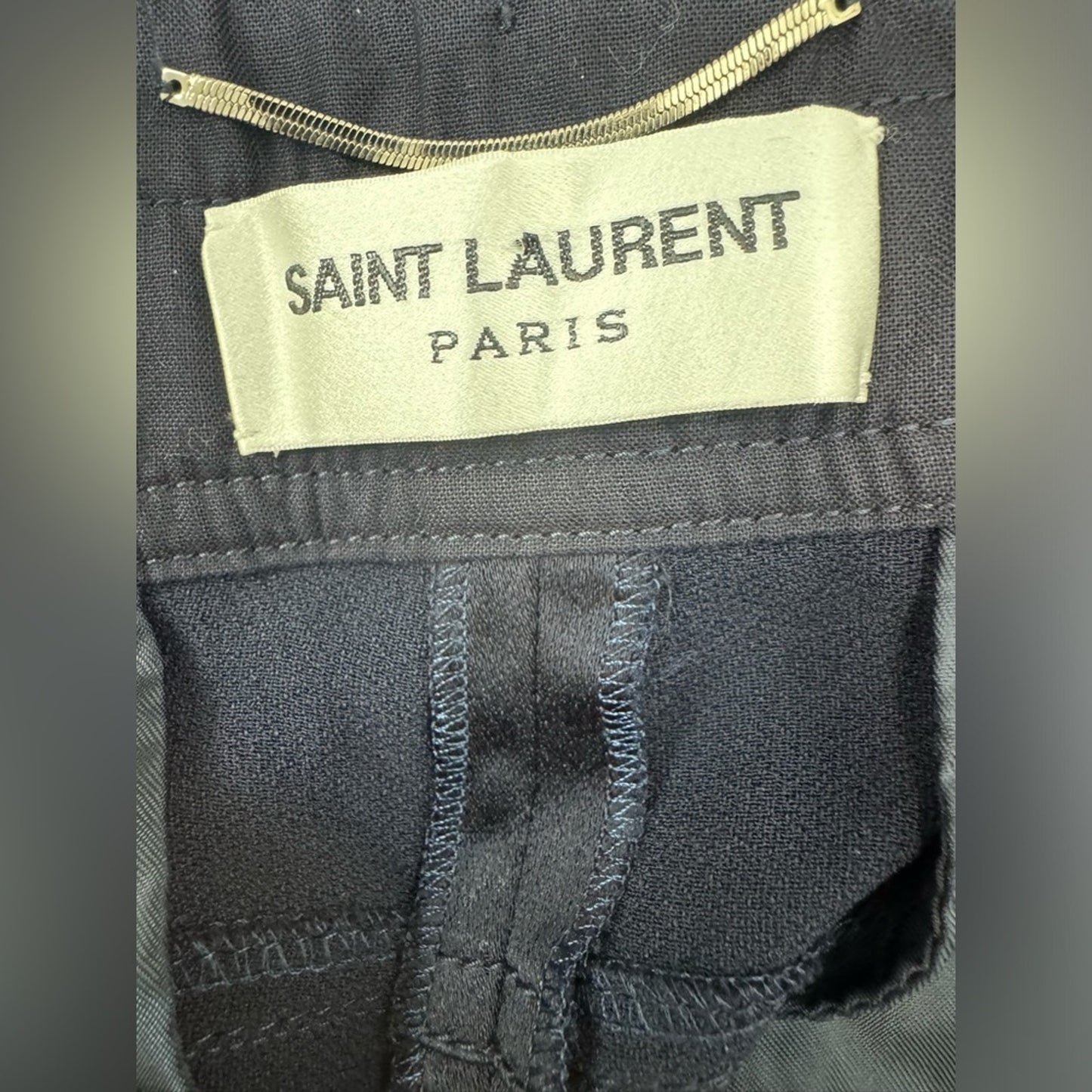 Saint Laurent Navy Piped Satin Jogger Trouser