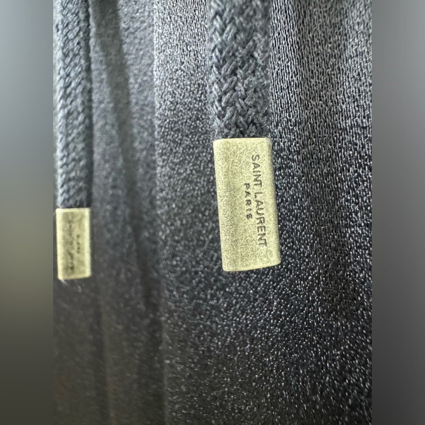 Saint Laurent Navy Piped Satin Jogger Trouser