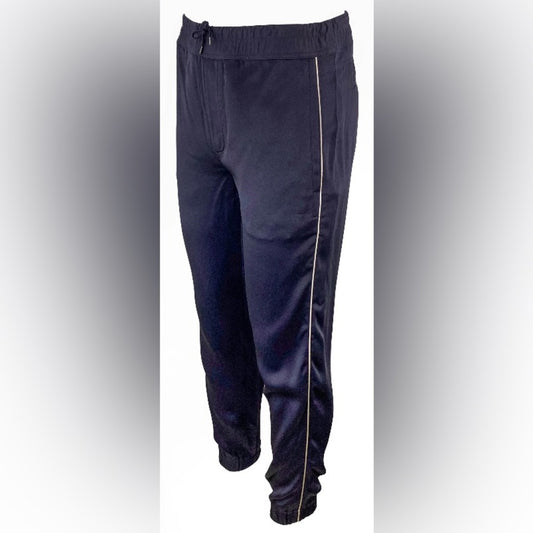 Saint Laurent Navy Piped Satin Jogger Trouser