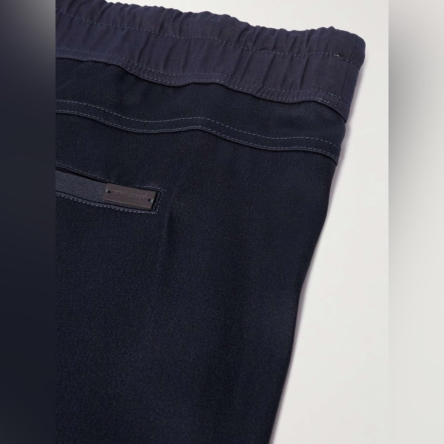Saint Laurent Navy Piped Satin Jogger Trouser